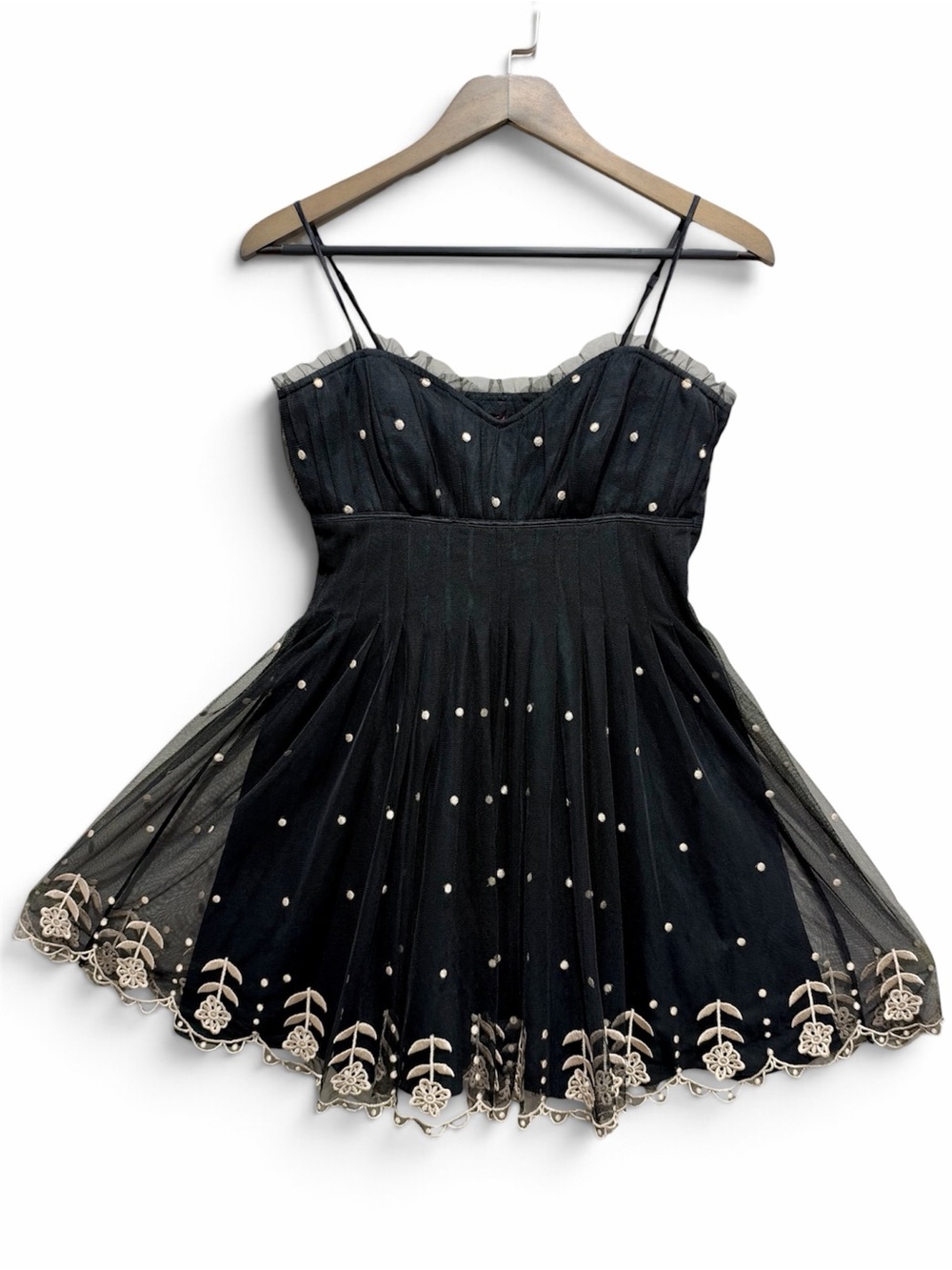 Vintage Betsey Johnson Daisy Dot Tulle Babydoll Mini Dress 4 Y2K